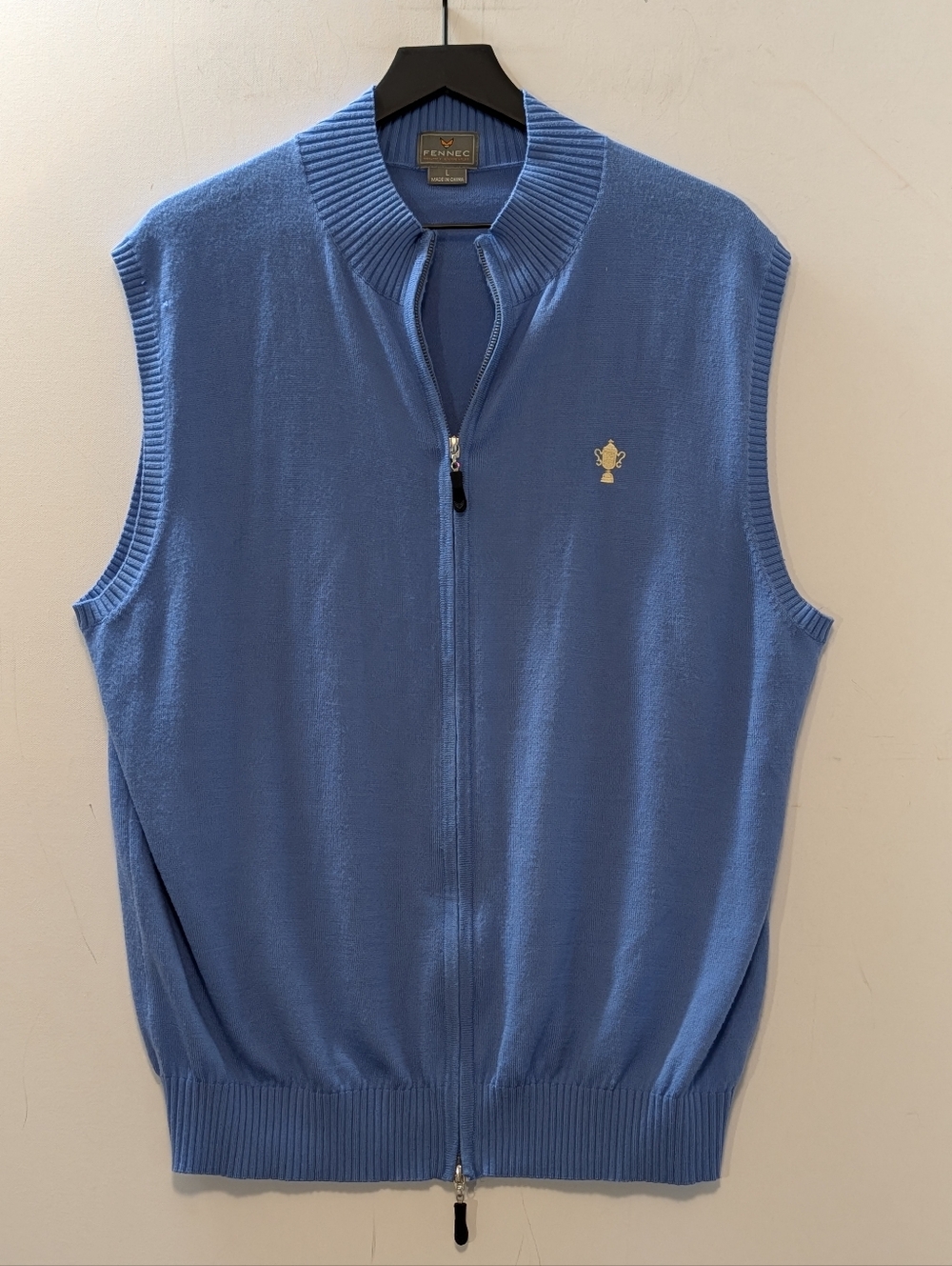 Fennec Highland Evolved Mens Sweater Vest Large Merino Wool Blend Full Zip Golf